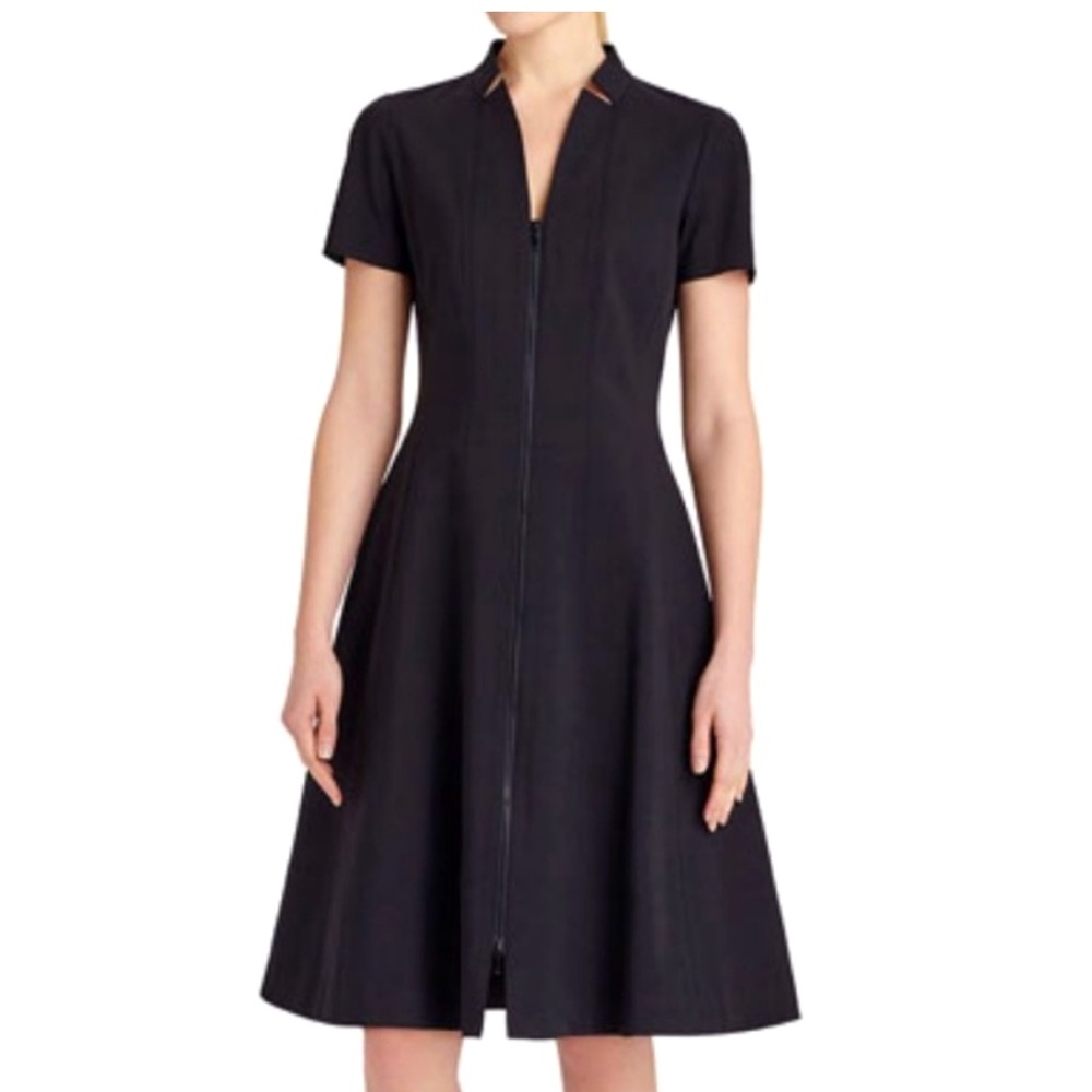 Lafayette 148 Brielle Front Zip Black Dress
